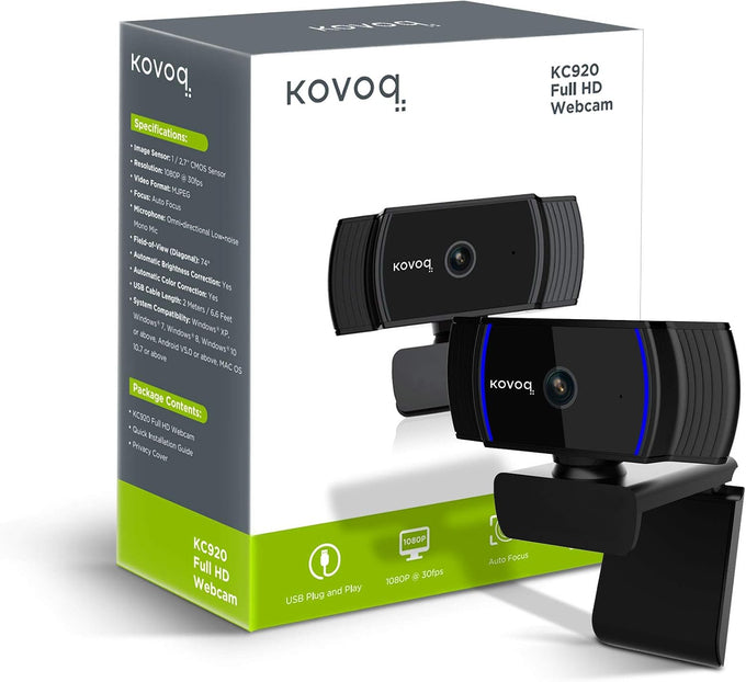 1080P Webcam with Microphone and Privacy Cover, Streaming Webcam Full HD, USB Mac/PC/Desktop/Laptop Web Camera for Remote Working/Learning, Compatible with Zoom/Skype/Facetime/Teams and More