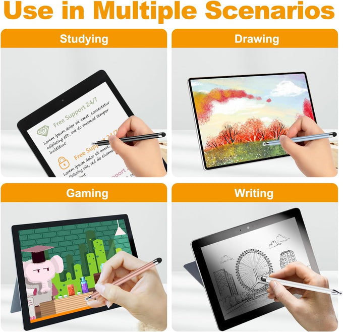 Stylus (7 Pcs), 2-in-1 Stylus Pen for Touch Screen, High Precision and Sensitivity, Suitable for iPad/iPhone/Samsung/Android Smartphone and Tablets, Compatible with All Touch Screen (Multicolor)