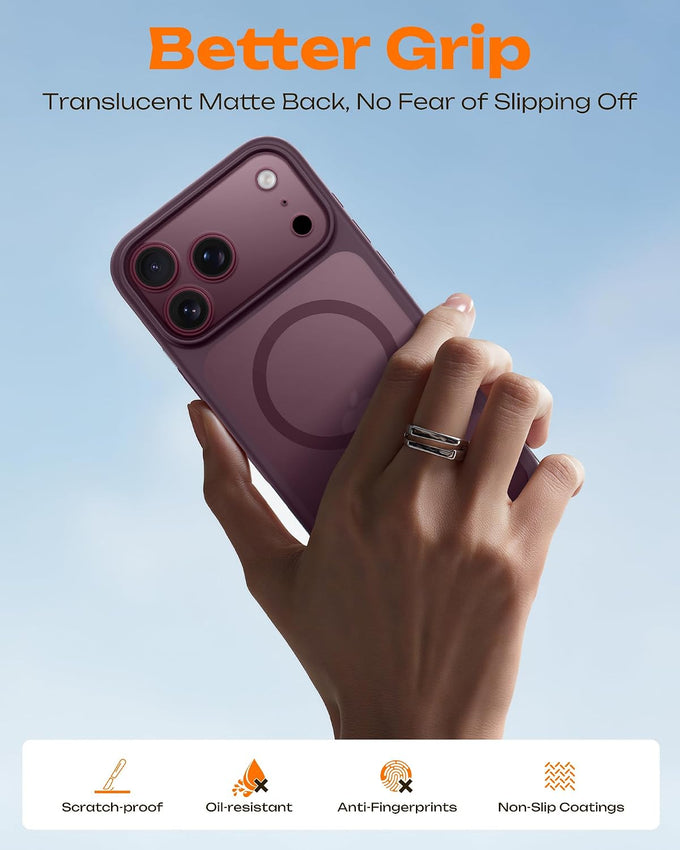 TOCOL for iPhone 18 Pro Max Case Burgundy, Compatible with MagSafe
