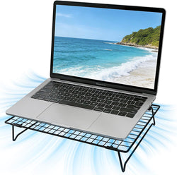 Laptop Cooling Pad Stand with Cooling Mesh, Height Adjustable Metal Laptop Stand for Desk，Ergonomic Notebook Riser Fits Most 10-16 Inch Laptops