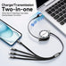 Multi USB Charger Cable 4A, Retractable Charging Cord for Multiple Devices