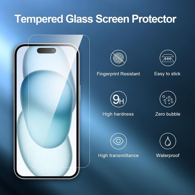 NEW'C for iPhone 16, iPhone 15 Screen Protector Installation Tool Included