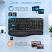 EAYBLLY 2.4G Wireless Ergonomic Keyboard, Full Size Wave Keys with Memory Foam Wrist Rest & 7.28in Phone Holder, USB-C Adapter Included for Windows Mac Chrome OS, Office or Home (Black)