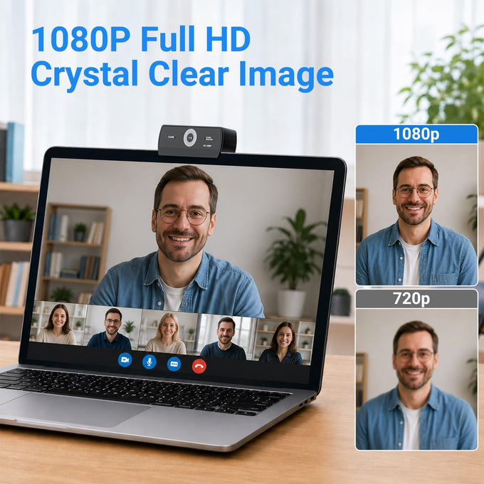 1080P HD Webcam Built-in Microphone Auto Light Correction USB Computer Camera Plug and Play for Zoom Teams Streaming Video Calling