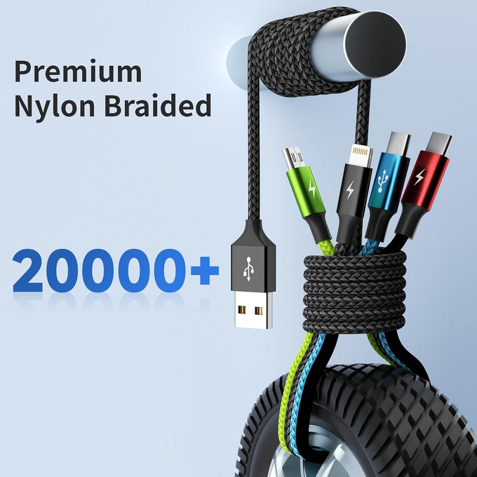 4 in 1 Multi Charging Cable, 2 Pack 5FT Charging Cords for Multiple Devices