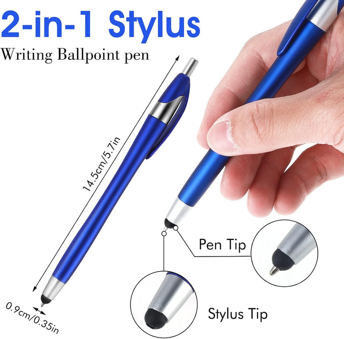 TIESOME 7Pcs Ballpoint Pens with Stylus Tips, Retractable Touch Screens Medium Point Ball Point Pen Black Ink Writing Pen 2 in 1 for Daily Work School Writing Stationery Office Supplies