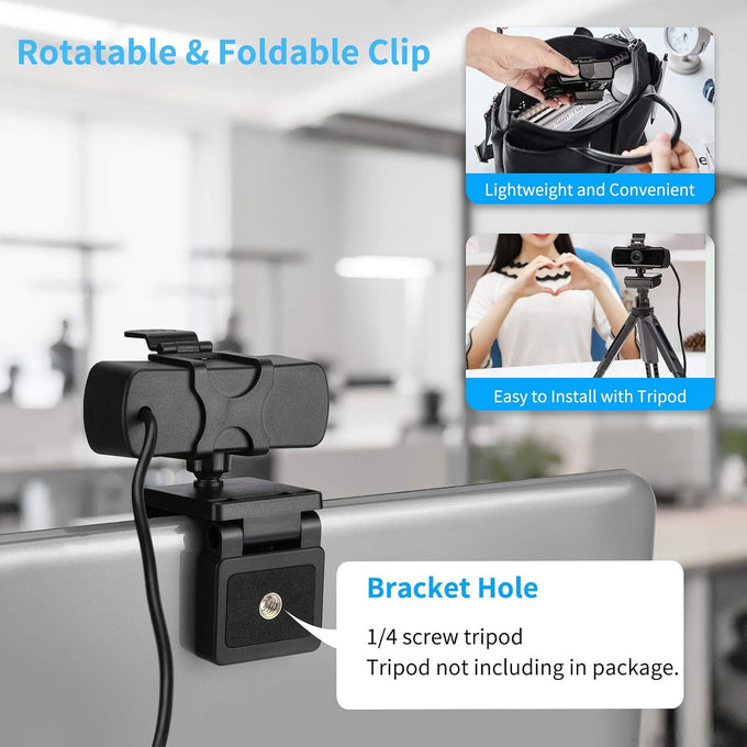 1080P HD Webcam with Microphone and Privacy Cover, USB Plug & Play Computer Camera, 120° Wide Angle Fixed Focus Web Camera for Video Conferencing, Online Learning, Streaming and Gaming