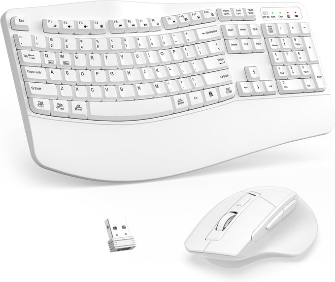 Wireless Keyboard and Mouse Combo, 2.4G Ergonomic Wave Keys(Black)