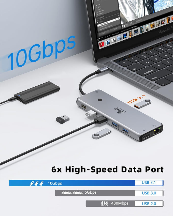 Docking Station Dual Monitor 4K HDMI 13-in-1 USB C Hub for Laptop MacBook