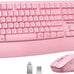 MEETION Wireless Keyboard and Mouse Combo, Full-Size with Wrist Rest, Pink