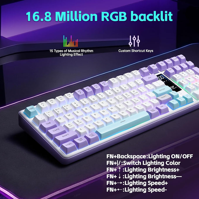 Aula S99pro V2 Wireless Gaming Keyboard,Silent Computer Creamy Keyboard