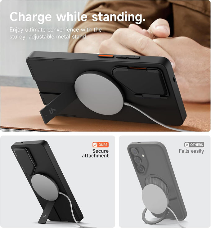 SURITCH for Samsung Galaxy S26 Ultra Phone Case, Magnetic Protective Cover with Camera Cover & Adjustable Metal Kickstand for Galaxy S26 Ultra -Black