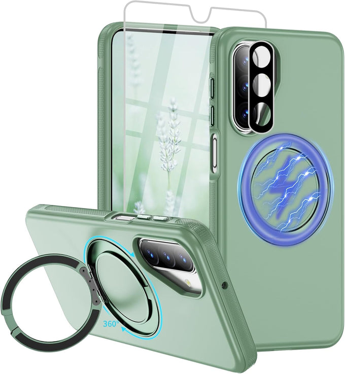 for Samsung Galaxy A17/A26 5G Phone Case [15 FT Military Grade Drop Protection] with 2x Tempered Glass Screen Protector, Heavy-Duty Shockproof Magnetic Kickstand Case for Galaxy A17/A26 5G (Dark Blue)