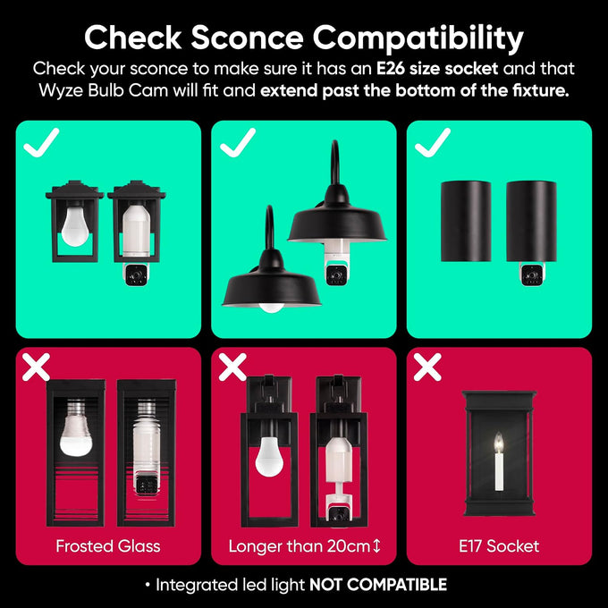 WYZE Bulb Cam - 2K HD Smart Light Bulb Security Camera, E26 Socket