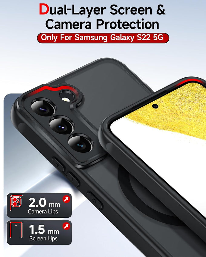 LeYi for Samsung-Galaxy-S22 Case [MagSafe Fit] Slim Translucent, Black