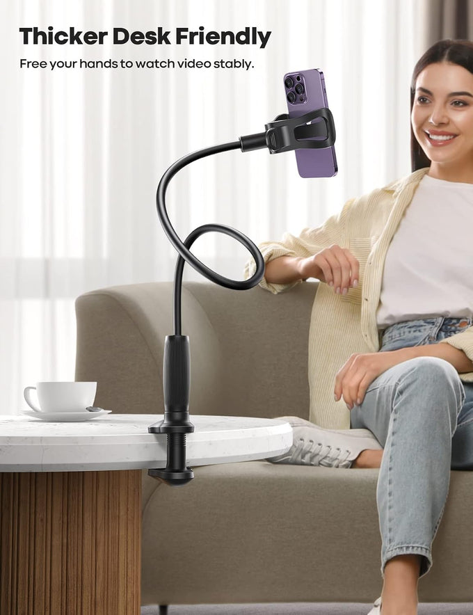 Lamicall Gooseneck Phone Holder for Bed, Stable Flexible Arm Stand for Desk