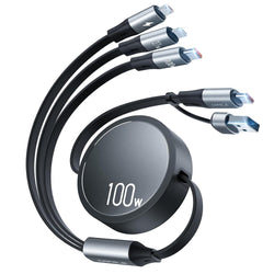 CAFELE 100W Multi Charging Cable, 6-in-1 Retractable USB C/A Cable, 5A Fast Charger Cord for Multiple Devices with Type C/L/Micro Ports for Phone 17 16 15 14 Pro Max, S24/S23, MBook, Pad (3.6ft)