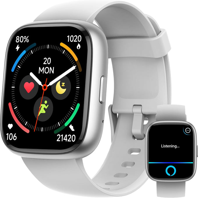 LODIMEKE Smart Watch, Alexa Built-in, Answer/Make Calls 44mm Smartwatch Women Men, 1.83" Sports Watch IP68 Waterproof, Heart Rate SpO2 Sleep Stress Monitor, Step Counter Watch for Android & iOS Phone