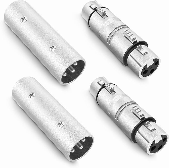 1/4 to XLR Adapter 4 Pack, 1/4" TRS to XLR (2 Pair), 2pcs Male to Male and 2pcs Male to Female, Balanced Quarter Inch 6.35mm Male to XLRMale/Female Adapters for Mixers, Microphones, Amplifiers