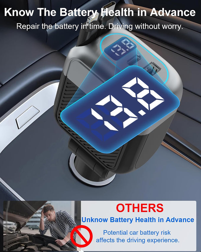 87W Retractable Car Charger, Cigarette Lighter USB Charger for iPhone 17