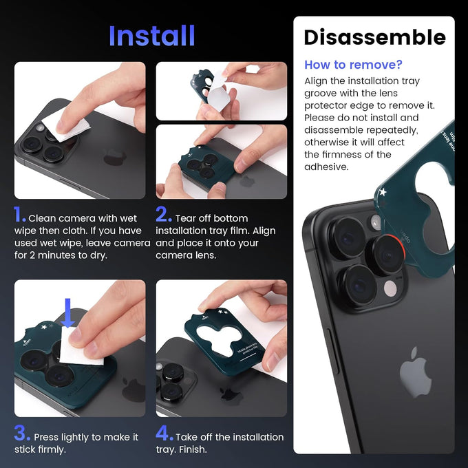Tensea Camera Lens Protector for iPhone 16 Pro Max/16 Pro/15 Pro Max/15 Pro