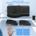 EAYBLLY 2.4G Wireless Ergonomic Keyboard, Full Size Wave Keys with Memory Foam Wrist Rest & 7.28in Phone Holder, USB-C Adapter Included for Windows Mac Chrome OS, Office or Home (Black)