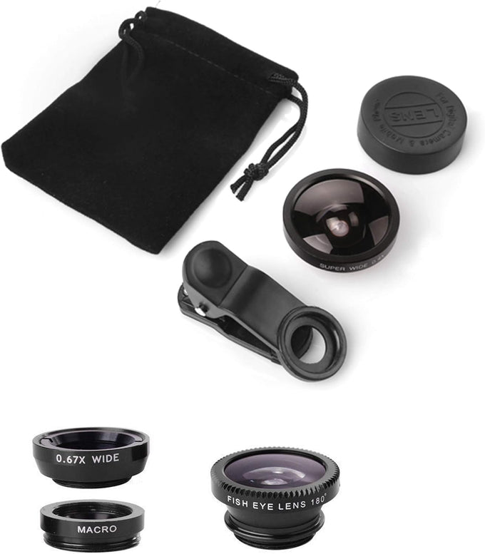 Ailun Phone Lens, 3 in 1 Clip on Fish Eye Lens+Wide Angle+Macro Lens