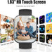 Smart Watch for Men Women (Answer/Make Call), 1.83" HD Touchscreen Fitness Tracker, 110+ Sport Modes, Fitness Watch with Heart Rate/Sleep Monitor/Step, IP68 Waterproof Smartwatch for iPhone Android