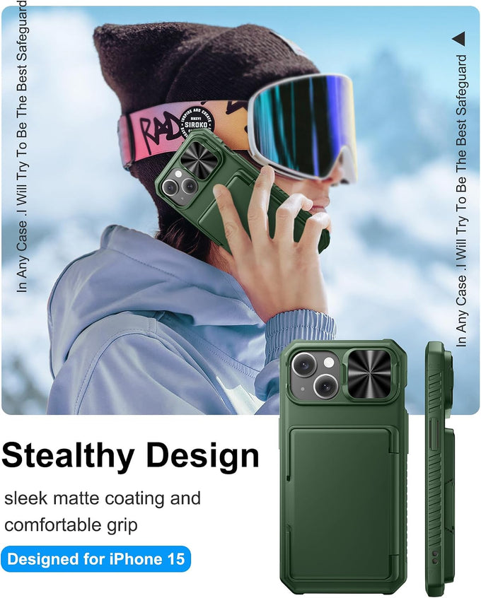 BXYJY for iPhone 15, iPhone 14, iPhone 13 Wallet Case, Card Holder, Green