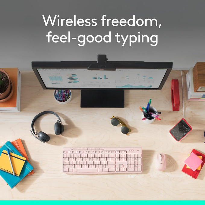 Logitech MK270 Full Size Wireless Keyboard and Mouse Combo - Rose
