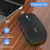 Uiosmuph LED Wireless Mouse, G12 Slim Rechargeable Silent Mouse Matte Black