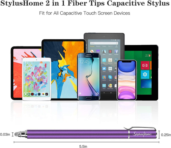 Stylus Pens for Touch Screens(6 Pcs), 2 in 1 Fiber Tips Capacitive Stylus