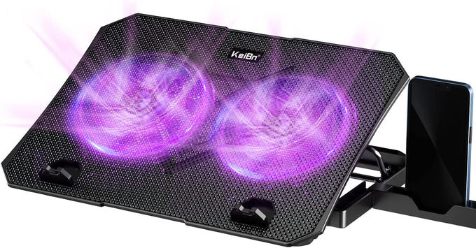 KeiBn Laptop Cooling Pad, Gaming Laptop Cooler 2 Fans for 10-15.6 Inch Laptops, 5 Height Stands, 2 USB Ports (S039)