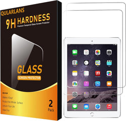 Qularlans Screen Protector for iPad 9.7 (6th/5th Gen), iPad Air 1/2, iPad Pro 9.7, 2-Pack Tempered Glass, 9H Hardness, Anti-Fingerprint, Apple Pencil & Case Friendly