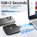 SSK External Hard Drive 256GB up to 550MB/s Portable SSD with USB C+A Cable
