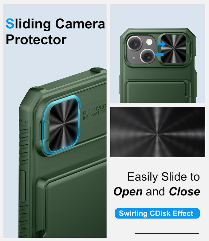 BXYJY for iPhone 15, iPhone 14, iPhone 13 Wallet Case, Card Holder, Green