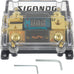 Car Audio Digital LED Voltage Display, ANL Fuse Holder Distribution Block 1 in 2 Out, with 2 Fuses and 2 Hexagon Wrench, Suitable for Car and Yacht Audio