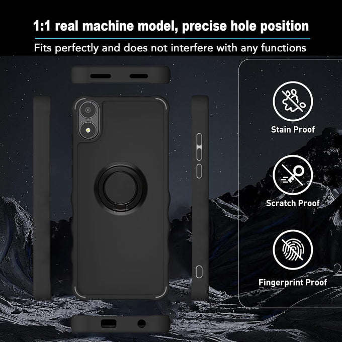 jioeuinly for AriVoice A67L Case Compatible for Foxx FoxxD A67L Phone Case Cover [with Tempered Glass Screen Protector][ 2MM Thickening Super Protection][Ring Support] Black