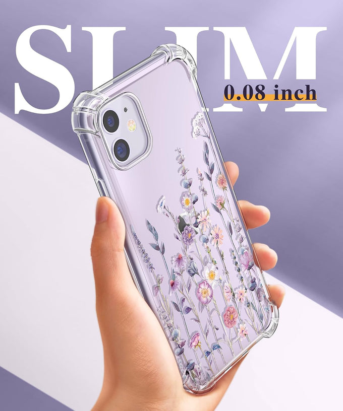 GVIEWIN for iPhone 11 Case Floral, Screen Protector & Camera Lens Protector