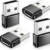 𝟒𝐏𝐚𝐜𝐤 𝐔𝐩𝐠𝐫𝐚𝐝𝐞𝐝 USB to USB C Adapter,Type-C Female to A Male Charger Converter for iPhone 18 Charger,iWatch Ultra SE 9 10,iPhone 17 Pro Max 16 15 14,Samsung S25,AirPods,iPad,Car,Xbox