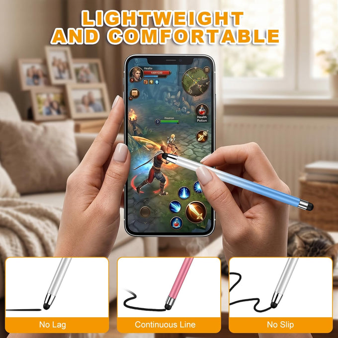 Stylus (10 Pcs), 2-in-1 Stylus Pen for Touch Screen, High Precision and Sensitivity, Suitable for iPad/iPhone/Samsung/Android Smartphone and Tablets, Compatible with All Touch Screen