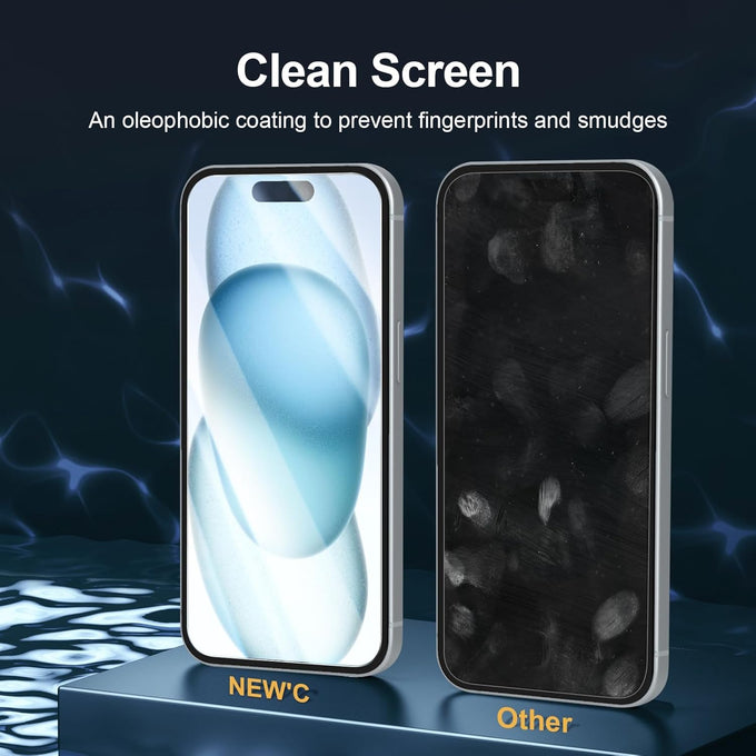 NEW'C for iPhone 16, iPhone 15 Screen Protector Installation Tool Included