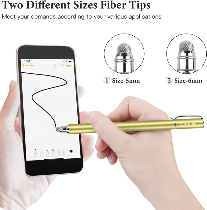 Stylus Pens for Touch Screens(6 Pcs), 2 in 1 Fiber Tips Capacitive Stylus