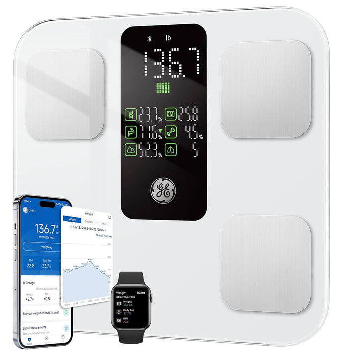 GE Smart Scale for Body Weight, BMI, Body Fat, Muscle Mass, Large Display