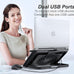 ICE COOREL Aluminum Laptop Cooling Pad, Laptop Cooler Stand with 7 Height Adjustable, Laptop Fan Cooling Pad for Laptop 12-15.6 Inch, Notebook Cooler Pad with Two USB Port (Silver)