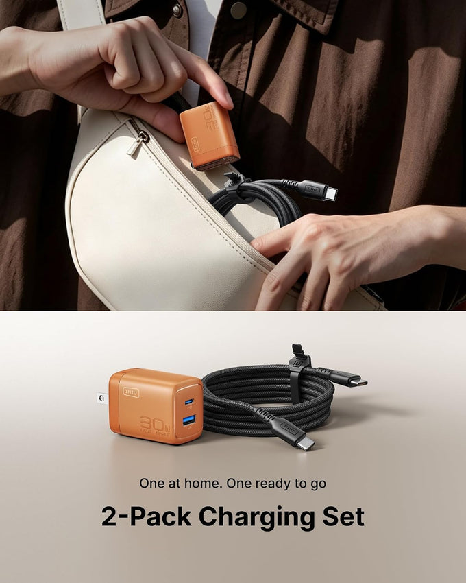 INIU USB C Charger, 30W Type C Fast Charging, 2-Port Adapter Charger Block