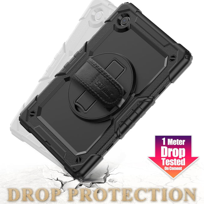 SEYMAC stock Case for Samsung Galaxy Tab A11+ Plus/A9+ Plus 11'', Full-Body Drop Protection Case with Screen Protector Pencil Holder [360° Rotating Hand Strap] &Stand - Black
