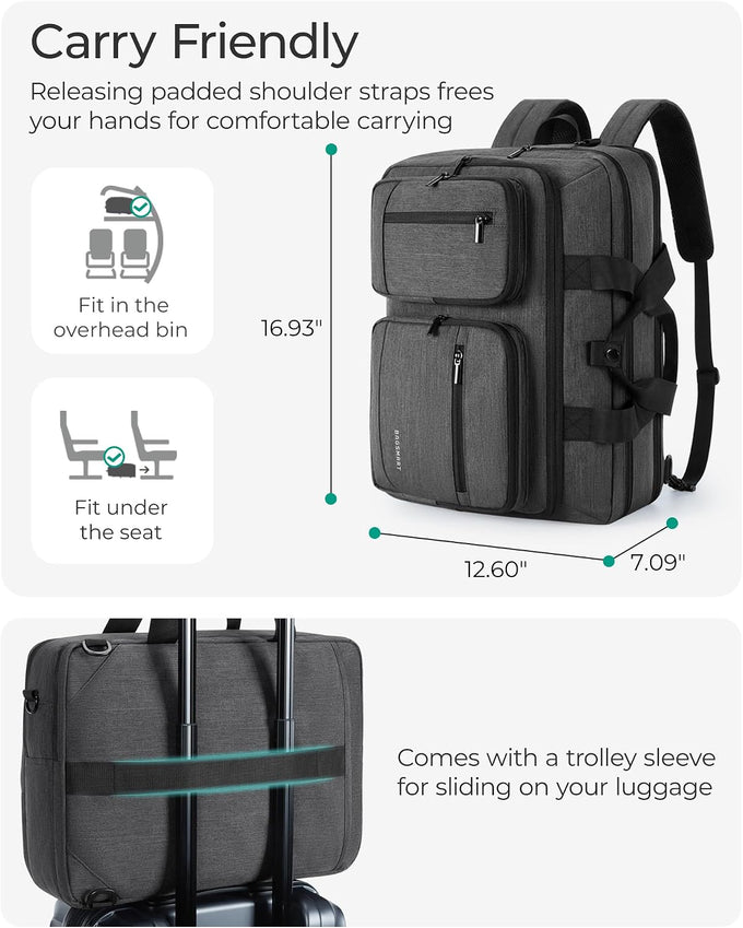 BAGSMART 3 In 1 Laptop Bag for Men, Computer Briefcase 17.3 Inch Laptop Water-Repellent Shoulder Bag, Computer Bag Business Travel Office, Black