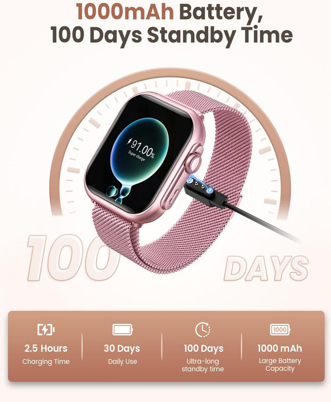 1.83" Smart Watches for Women (Android/iPhone), with 1000mAh Battery, 5ATM