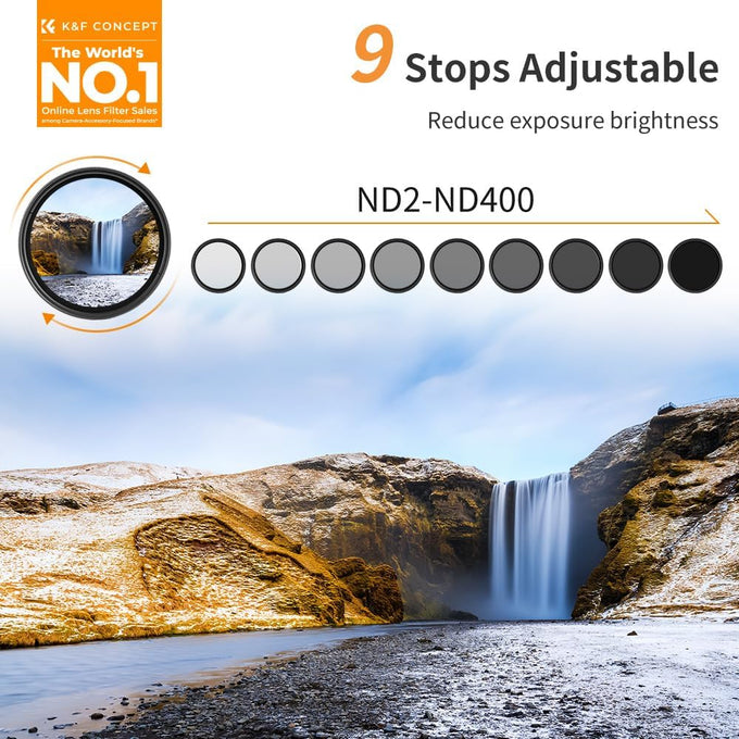 K&F CONCEPT 67mm Variable ND2-400 Lens Filter (1-9 Stops) for Camera Lens